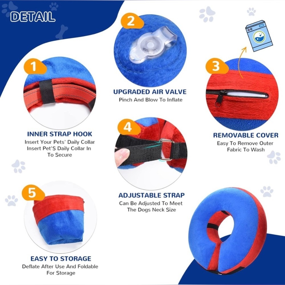 Bilibara Dog Cone Alternative, Inflatable Recovery Collar for Dogs and Cats - Picture 5 of 6